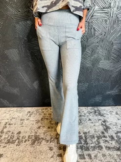 Errands To Run High-Rise Bell Bottom Pants- Chambray