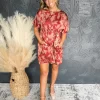 Find Your Passion Floral Mini Dress- Brick