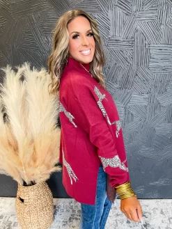 Wild Cheetah Mock Neck Side Slit Sweater- Burgundy -Fashion Clothing Store 09a495ce3cf721c4400daec85829d0d8 scaled