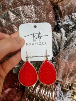 Hot Tamale Red And Gold Teardrop Earrings