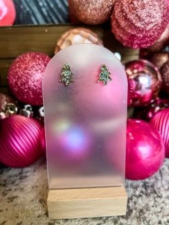 Holographic Gold Christmas Tree Studs