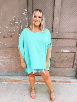 Mya Sharkbite Hem Solid Tunic Top- Jade -Fashion Clothing Store 15492cb3ec5ad337e401157ef42618e2 scaled