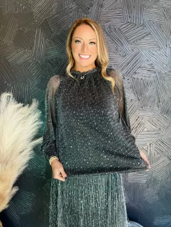 Sophisticated Lady Pleated Shimmer Top- Black -Fashion Clothing Store 1643fb7a175676f9082c345f8169dd05 scaled