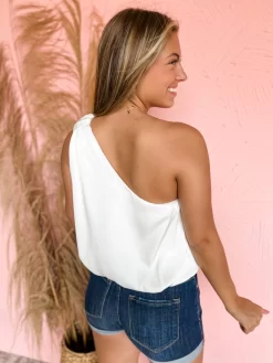 Can Never Tell One Shoulder Top- Off White -Fashion Clothing Store 169ab19bb90ea0f50793562a411ec717 scaled