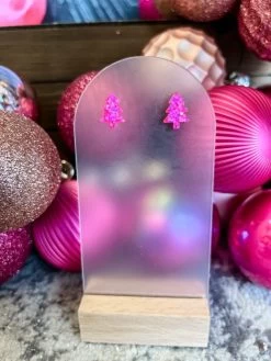 Hot Pink Christmas Tree Studs