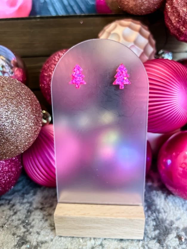 Hot Pink Christmas Tree Studs 1 Hot Pink Christmas Tree Studs