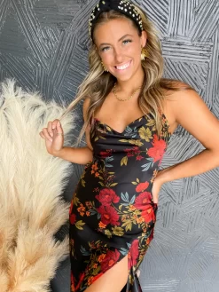 Date Night Floral Satin Split Dress- Black 9 Date Night Floral Satin Split Dress- Black -Fashion Clothing Store 189c292484c23a1c5851bcf9fb557cc6 scaled