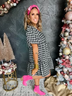 Classic Houndstooth Puff Sleeve Dress- Black -Fashion Clothing Store 1cf415a4f74c9b4e98f9cfc51a76a444 scaled