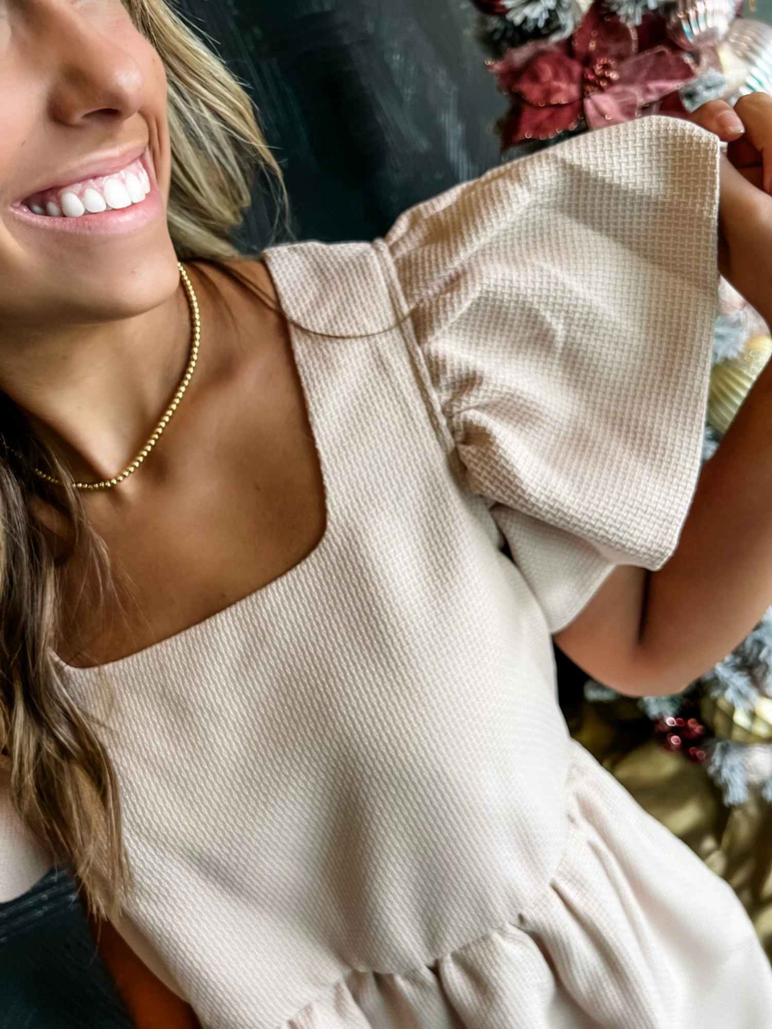 Dream The Dream Square Neck Dress- Ecru 3 Dream The Dream Square Neck Dress- Ecru - Image 3