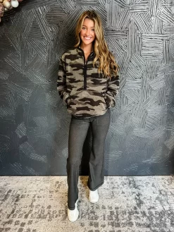 Grey Camo Sherpa Pullover
