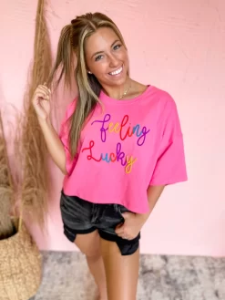 Feeling Lucky Patch Cropped Tee