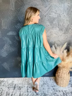 Teal Cap Sleeve Leather Tiered Dress -Fashion Clothing Store 25475dc586d13016e959809f581abfc8 scaled