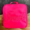 Embroidered Nylon Lunch Tote - Hot Pink
