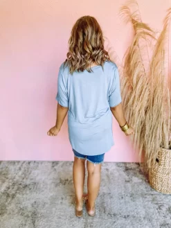 Keep Close Bamboo V Neck Top- Dusky Blue -Fashion Clothing Store 2945616c3a286243045a38f7c0f5ca67 scaled