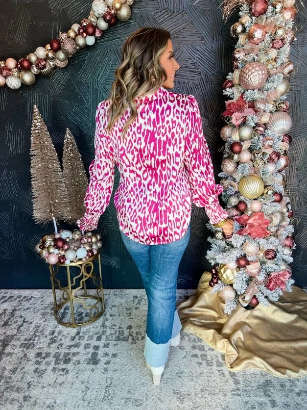 Animal Whisperer Puff Sleeve Satin Top- Plum 4 Animal Whisperer Puff Sleeve Satin Top- Plum - Image 4