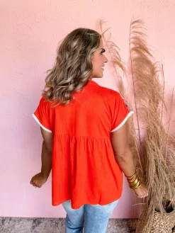 {THML} Bold Beauty Embroidered Tassel Tie Top- Orange -Fashion Clothing Store 2e656c92499a0c8a4265270326e668da scaled