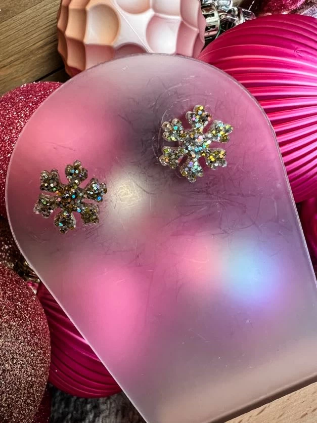 Holographic Gold- Snowflake Studs 2 Holographic Gold- Snowflake Studs - Image 2