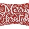 Vintage Merry Christmas Embroidered Pillow