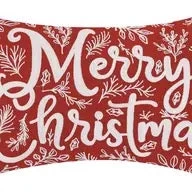 Vintage Merry Christmas Embroidered Pillow