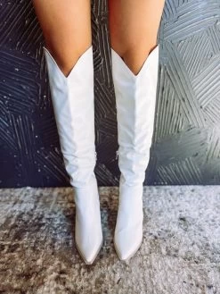 Clara Knee High Boots- White