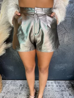 Feels So Right Metallic Shorts- Gunmetal