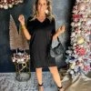 Black V Neck Sweater Dress