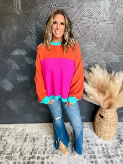 No Hard Feelings Color Block Sweater