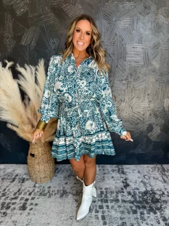 Adored By You Paisley Two Tone Dress