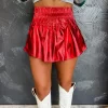 No Shortcuts Leather Skort- Red