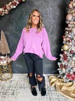 Close Your Eyes French Terry Pullover- Plum