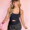 Come With Me Black Athletic Romper
