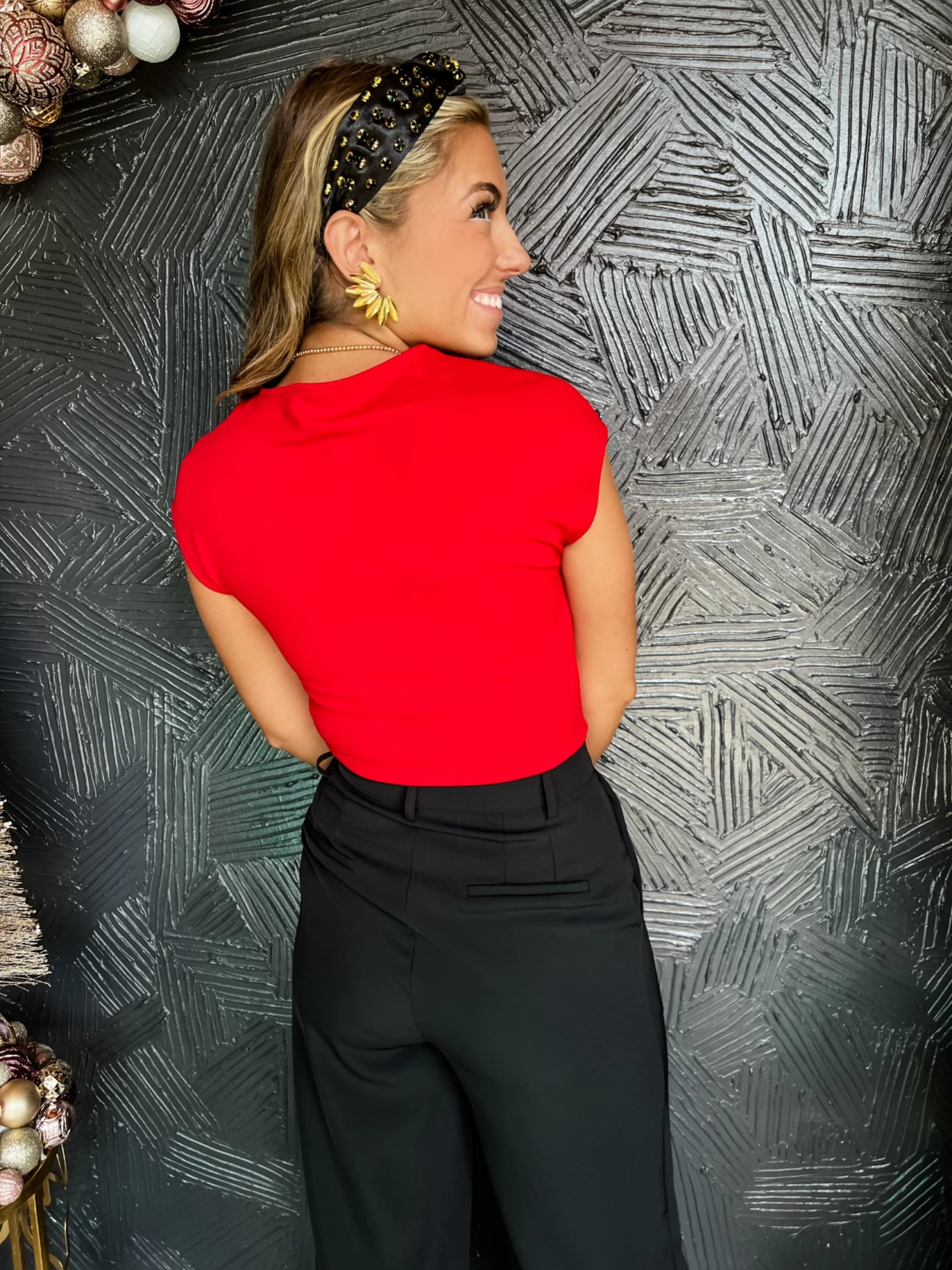 Dress To Impress Ribbed Top- Burgundy 3 Dress To Impress Ribbed Top- Burgundy - Image 3