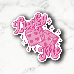 Lucky Me Pink Dice Sticker