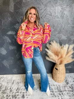 Groovy Rhythms Button Down Top