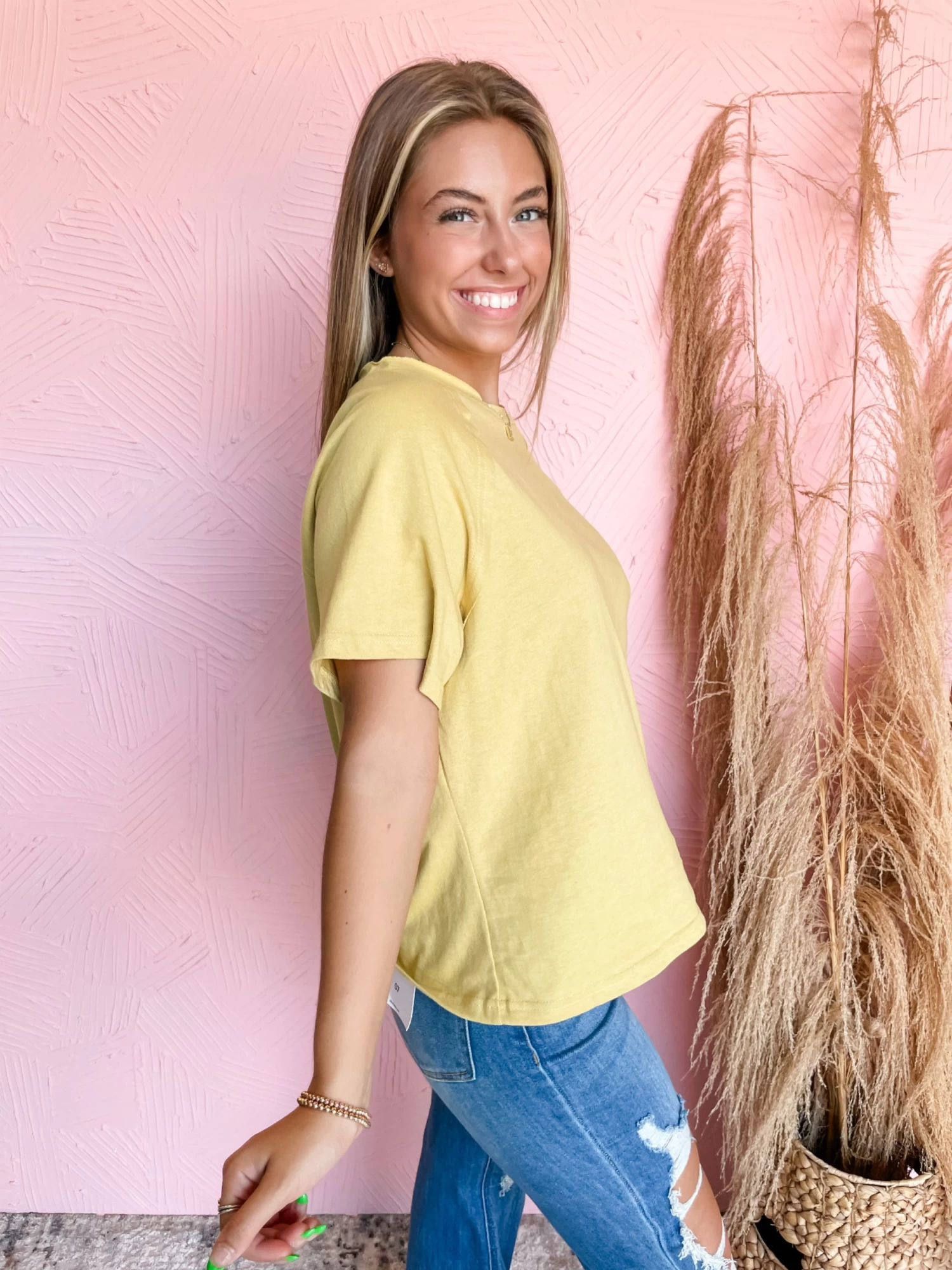 Top Notch Round Neck O-Ring Top- Light Mustard 7 Top Notch Round Neck O-Ring Top- Light Mustard - Image 7
