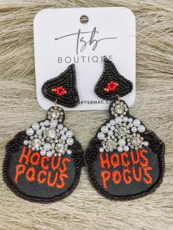 Hocus Pocus Cauldron Beaded Earrings