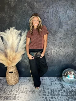 Want Your Love Geo Metallic Crop Top- Copper