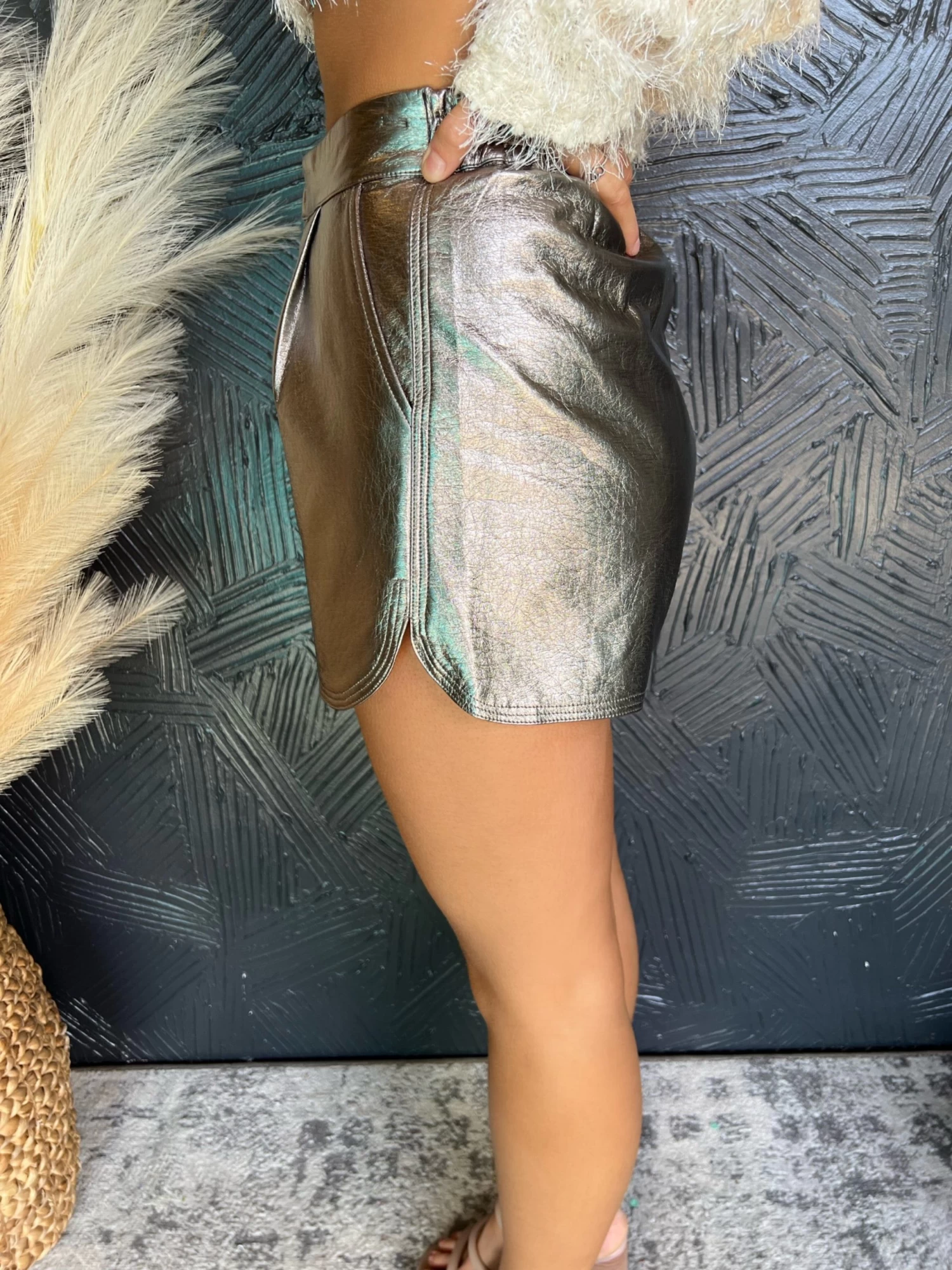 Feels So Right Metallic Shorts- Gunmetal 2 Feels So Right Metallic Shorts- Gunmetal - Image 2