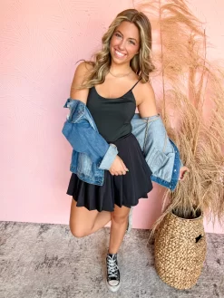 Smart Play Pleated Cami Dress- Black