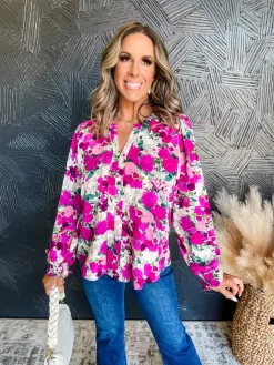 Magenta Floral Poet Sleeve Top -Fashion Clothing Store 5157ef873d0f78378d6136e88816dc46 scaled