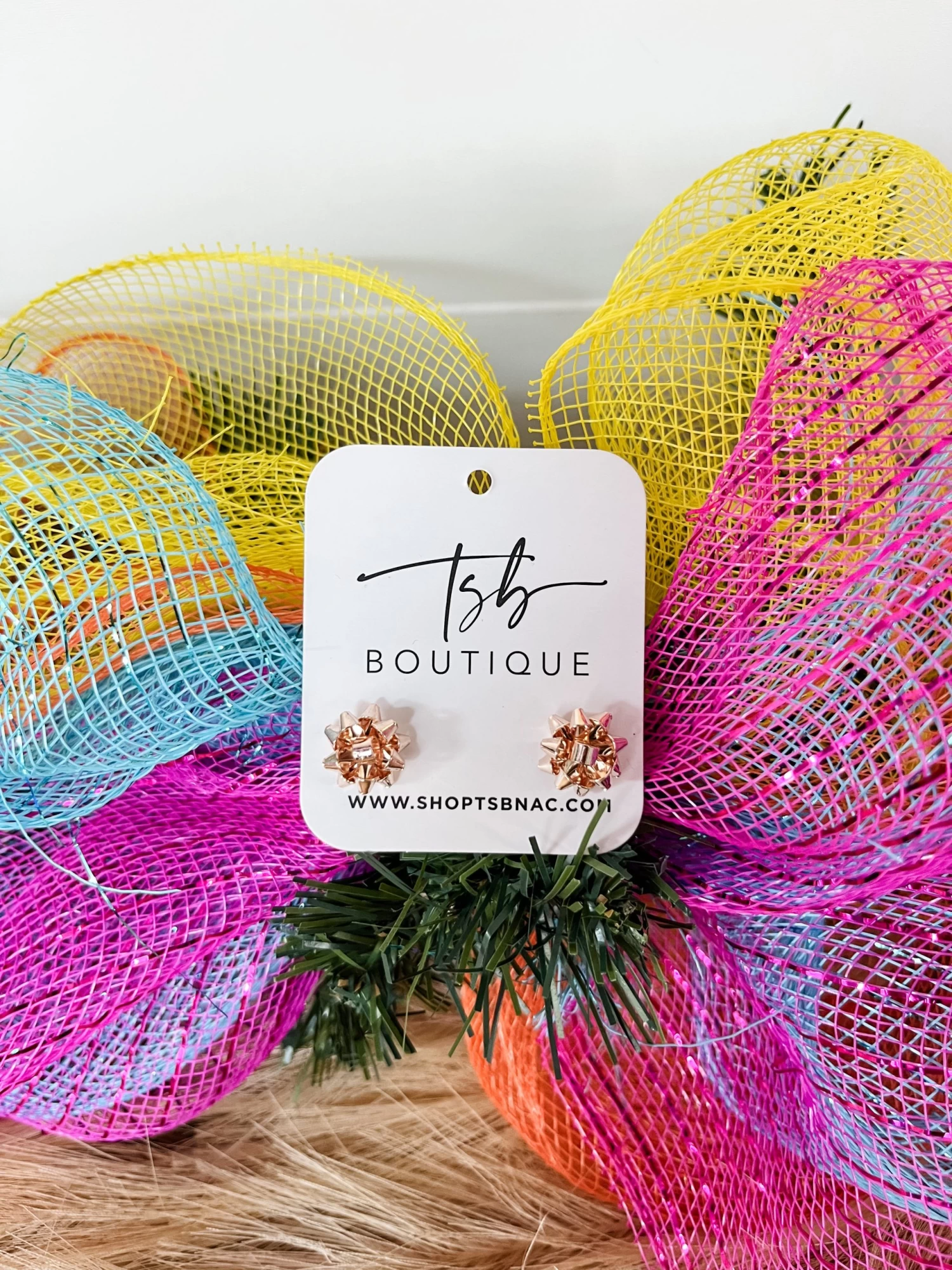 Rose Gold Christmas Bow Studs 1 Rose Gold Christmas Bow Studs