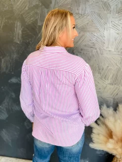 Pep Talk Striped Balloon Sleeve Top- Magenta -Fashion Clothing Store 5716d5aceffc9d444ce1e05cf03d01dd scaled