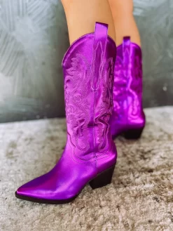 Amaya Metallic Purple Cowboy Boot