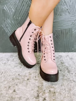 Fling Combat Boot-Blush
