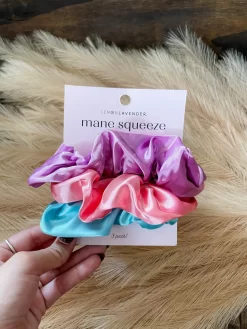 Oversized Satin Scrunches 3pack- Cotton Candy
