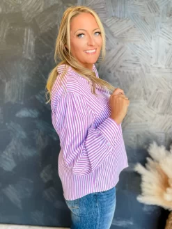 Pep Talk Striped Balloon Sleeve Top- Magenta -Fashion Clothing Store 6076109c15709d404c7a9d4b83d7afc1 scaled