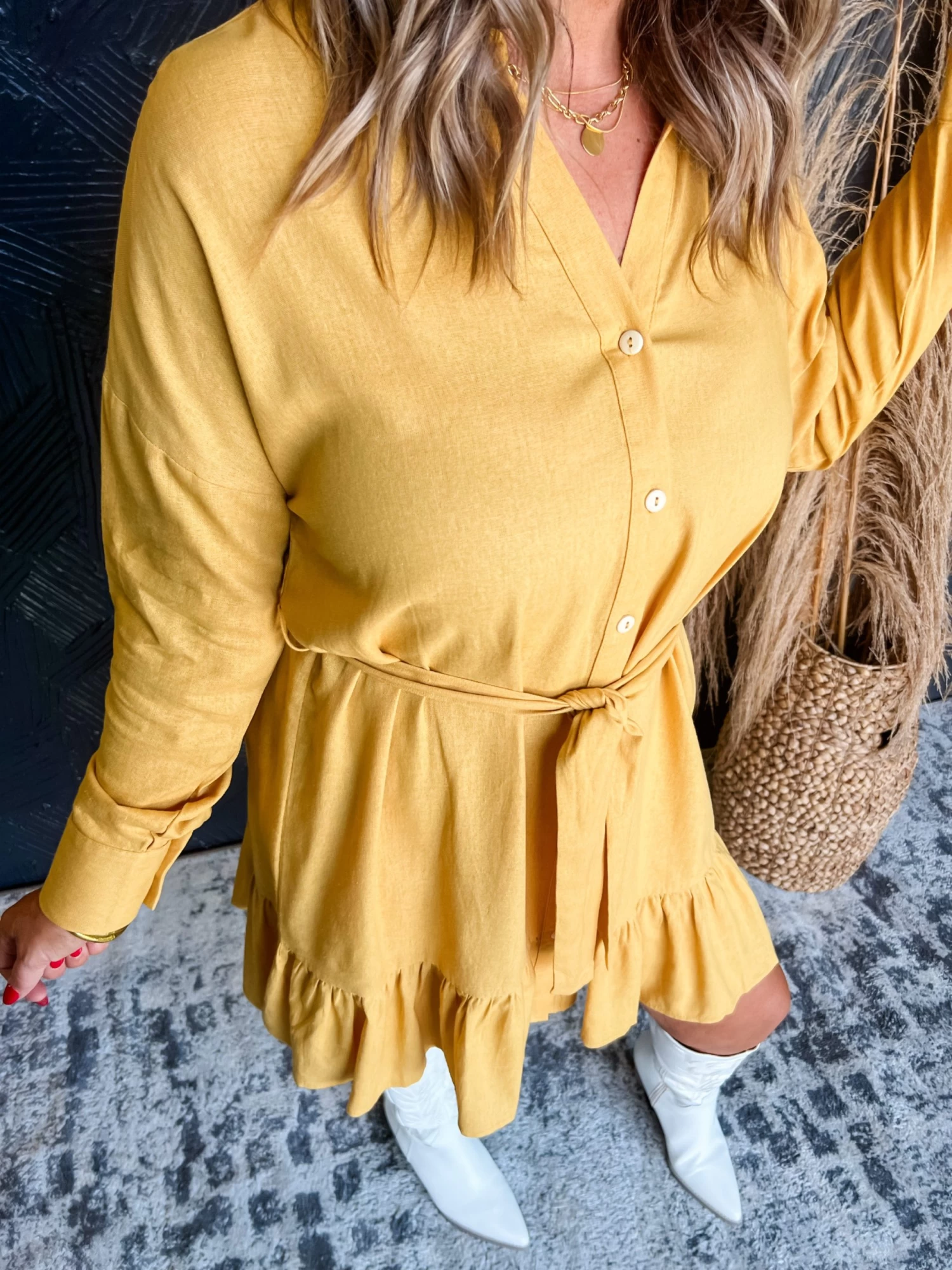 Along The Way Linen Shirt Dress- Woodstock 3 Along The Way Linen Shirt Dress- Woodstock - Image 3