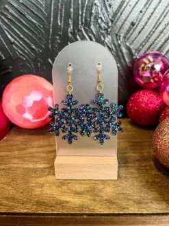 Lagoon Blue- Snowflake Dangle Earrings
