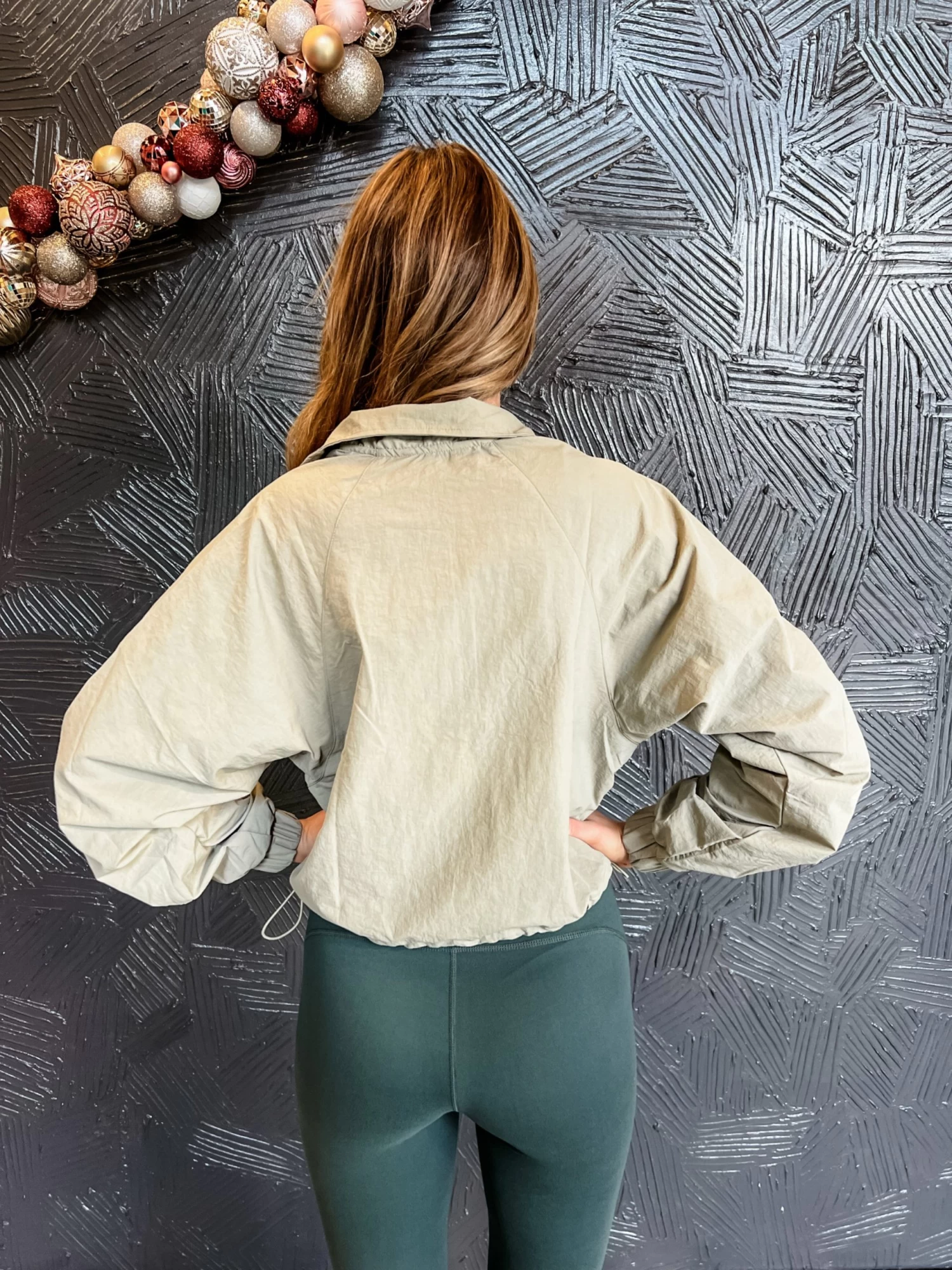 Edgy And Fun Cropped Jacket- Limestone 3 Edgy And Fun Cropped Jacket- Limestone - Image 3