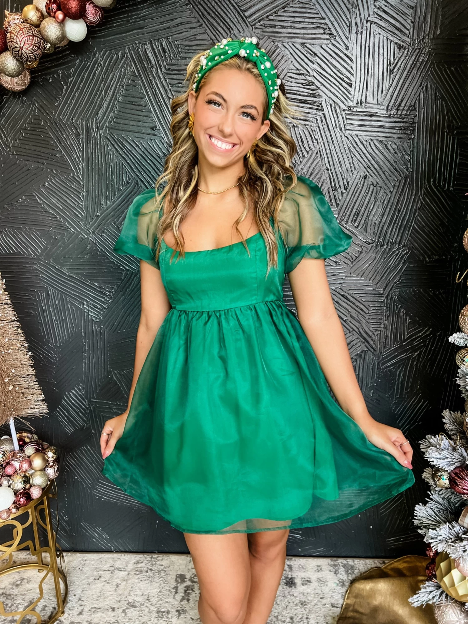 Evergreen Puff Sleeve Organza Dress 2 Evergreen Puff Sleeve Organza Dress - Image 2